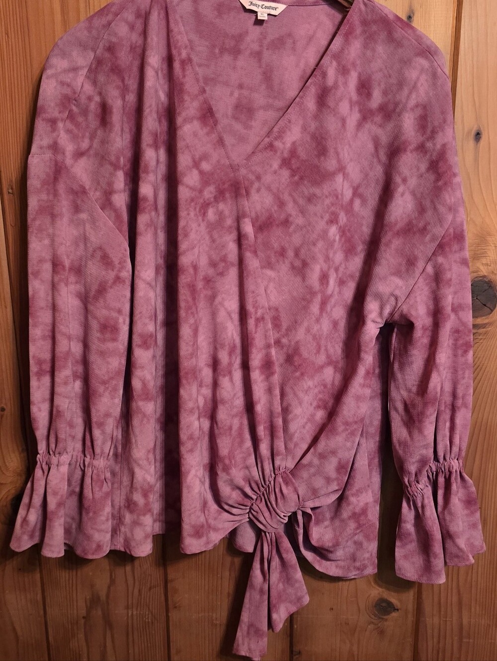 Juicy Couture Dusty Mauve Tie-Dye Wrap Blouse